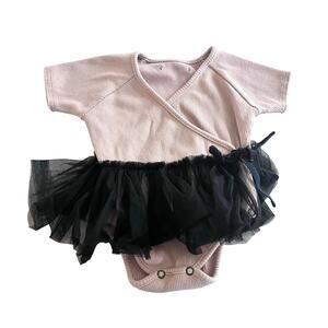 Little Creative Factory Girls Designer Blush Summer Romper Black Tulle Tutu 6M